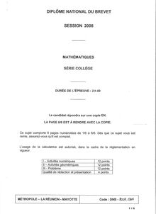 Brevet Mathématiques 2008