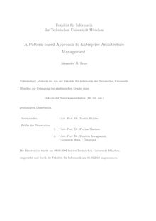 A pattern-based approach to enterprise architecture management [Elektronische Ressource] / Alexander M. Ernst