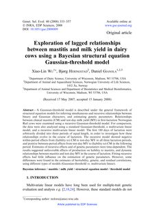 Exploration of lagged relationships between mastitis and milk yield in dairycows using a Bayesian structural equation Gaussian-threshold model