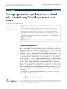 Some properties for a subfunction associated with the stationary Schrödinger operator in a cone