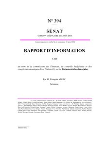 Rapport d'information fait au nom de la Commission des finances, du contrôle budgétaire et des comptes économiques de la Nation sur la Documentation française