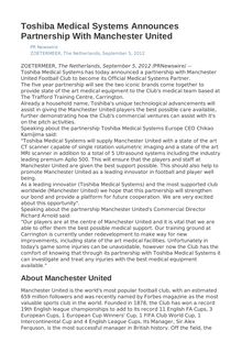 Toshiba Medical Systems Announces Partnership With Manchester United