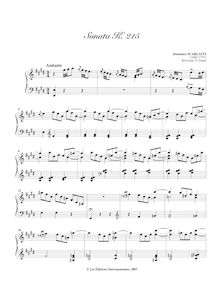 Partition Sonata K.215, 100 clavier sonates, Scarlatti, Domenico
