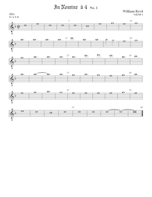 Partition ténor viole de gambe 1, octave aigu clef, en Nomine a 4