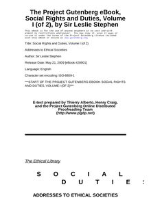 Social Rights and Duties, Volume I (of 2) - Addresses to Ethical Societies