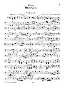 Partition violoncelle, Piano quatuor No.1, Op.75, E Minor, Herzogenberg, Heinrich von