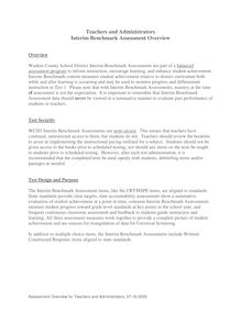 Teachers and Administrators Interim Benchmark Assessment Overview