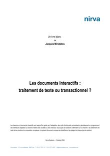 Les documents interactifs : traitement de texte ou transactionnel ?