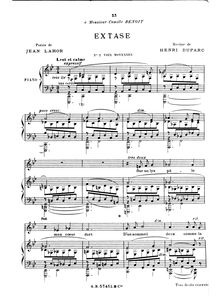 Partition complète (B♭ major: medium voix), Extase, D major