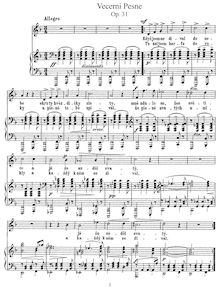 Partition Nos.7 to 11 (Op.31), Evening chansons, Vecerní pisné, Dvořák, Antonín