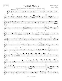 Partition flûte 2, Marcia turchesca, Turkish March, C major, Haydn, Michael par Michael Haydn