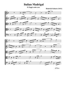 Partition , Fuggi o mio core - partition complète (Tr Tr T T B), italien madrigaux