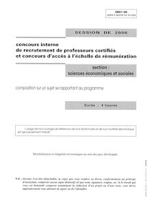 Composition sur un sujet se rapportant au programme 2006 CAPES de sciences économiques et sociales CAPES (Interne)