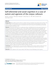 Self-referential and social cognition in a case of autism and agenesis of the corpus callosum