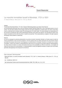 Le marché immobilier locatif à Montréal, 1731 à 1831 - article ; n°3 ; vol.14, pg 299-330