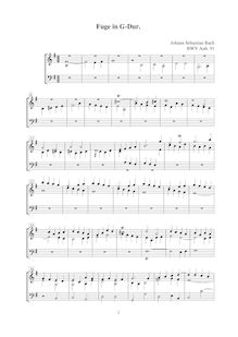 Partition complète, Fugue en G major, G major, Bach, Johann Sebastian par Johann Sebastian Bach