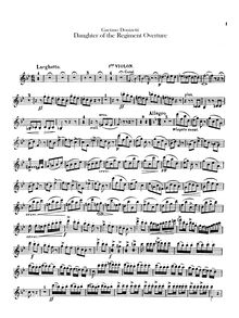 Partition violons I, II, La fille du régiment. Opéra comique en deux actes