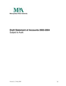 Draft Statement of Accounts 2003-04 - Subject to Audit