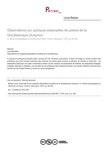 Observations sur quelques estampilles de potiers de la Graufesenque (Aveyron) - article ; n°2 ; vol.9, pg 99-109