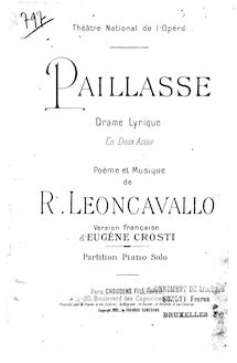 Partition complète, Pagliacci, Dramma in due atti, Leoncavallo, Ruggiero par Ruggiero Leoncavallo