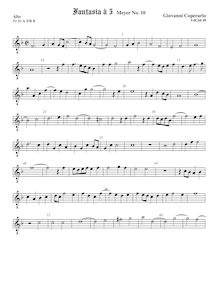 Partition ténor viole de gambe, octave aigu clef, Fantasia pour 5 violes de gambe, RC 72