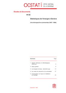 Statistique de l énergie à Genève. Une rétrospective commentée (1987 -1996) 
