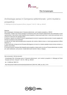 Archeologia aerea in Campania settentrionale : primi risultati e prospettive - article ; n°2 ; vol.98, pg 595-621
