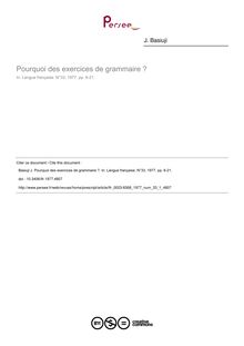 Pourquoi des exercices de grammaire ? - article ; n°1 ; vol.33, pg 6-21