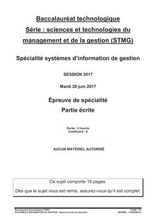 Bac STMG 2017 : les sujets de systèmes d information de gestion