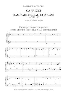 Partition , partie 1, Capricci da sonare cembali et organi, Strozzi, Gregorio