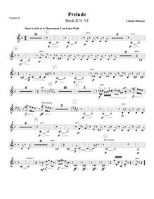 Partition violons II, préludes (Deuxième livre), Debussy, Claude