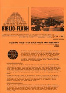 BIBLIO-FLASH N°14 1988. FEDERAL TRUST FOR EDUCATION AND RESEARCH