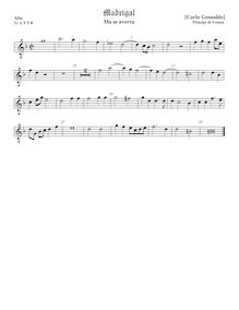 Partition ténor viole de gambe 1, octave aigu clef, Madrigali a Cinque Voci [Libro secondo] par Carlo Gesualdo