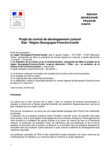 Projet de contrat de développement culturel Etat -Bourgogne-Franche-Comté