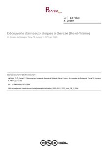 Découverte d anneaux- disques à Gévezé (Ille-et-Yilaine) - article ; n°1 ; vol.78, pg 13-23
