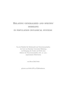 Relating generalized and specific modeling in population dynamical systems [Elektronische Ressource] / von Dirk Stiefs