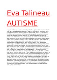 Autisme et psychanalyse par Eva Talineau / La psychanalyse peu à peu écartée de la prise en charge de l’autisme ?