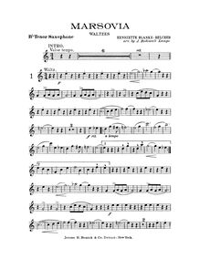 Partition ténor Saxophone (B♭), Marsovia valses, B♭, Blanke-Belcher, Henriette