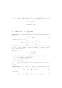 SYSTEMES DIFFERENTIELS NON LINEAIRES