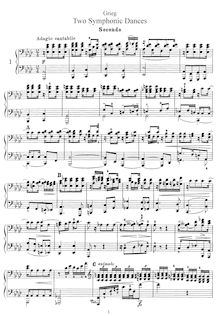 Partition complète, 2 symphonique pièces, Op.14, Grieg, Edvard
