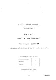 Anglais LV1 2004  Baccalauréat Littéraire général