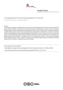 L enseignement de la démographie en France - article ; n°3 ; vol.23, pg 499-508