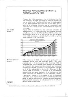 Trafics autoroutiers : forte croissance en 1986.