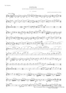 Partition Soprano Saxophone (B♭), Estilos ( para cuarteto de saxofones)