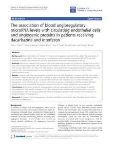 The association of blood angioregulatory microRNA levels with circulating endothelial cells and angiogenic proteins in patients receiving dacarbazine and interferon