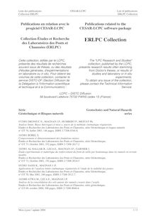 Liste des publications CESAR LCPC List of publications Collection ERLPC ERLPC Collection