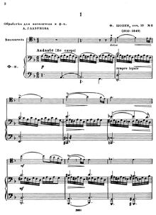 Partition violoncelle et partition de piano, solo , partie, Etudes Op.10