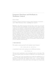Lyapunov Functions and Feedback in Nonlinear Control