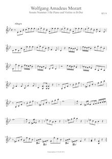 Partition , Allegro (violon Score), violon Sonata, Violin Sonata No.3