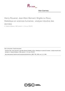 Henry Rouanet, Jean-Marc Bernard, Brigitte Le Roux, Statistique en sciences humaines : analyse inductive des données  ; n°3 ; vol.5, pg 378-379